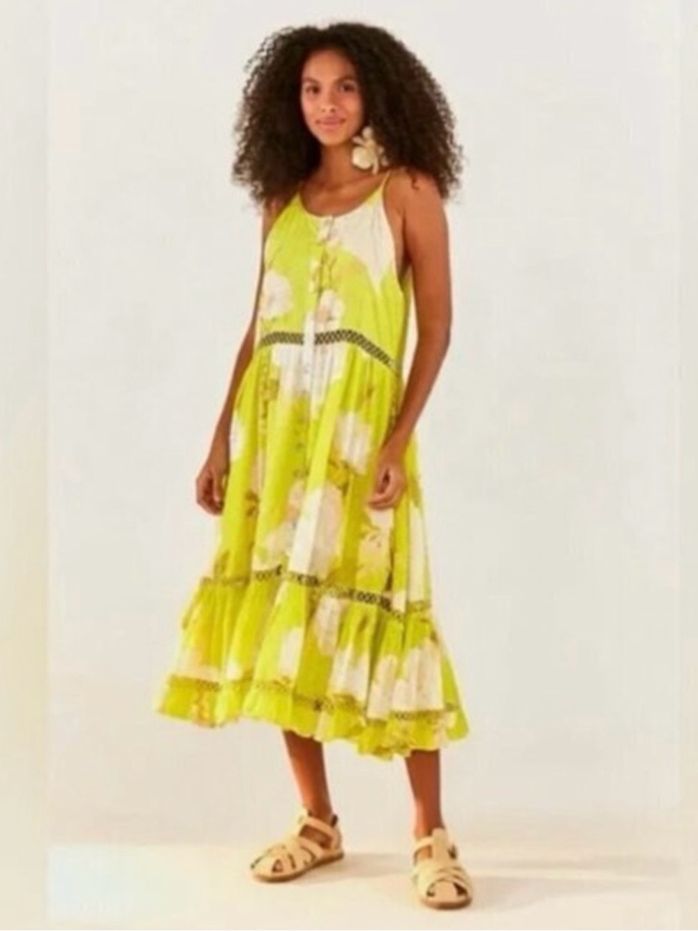 FARM Rio Dress in Vibrant Yellow and White - Picture 2 of 6